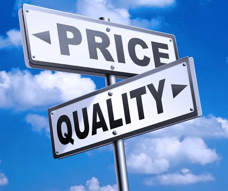 Price und Quality auf dem Schild